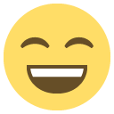 smiling face with open mouth and smiling eyes
