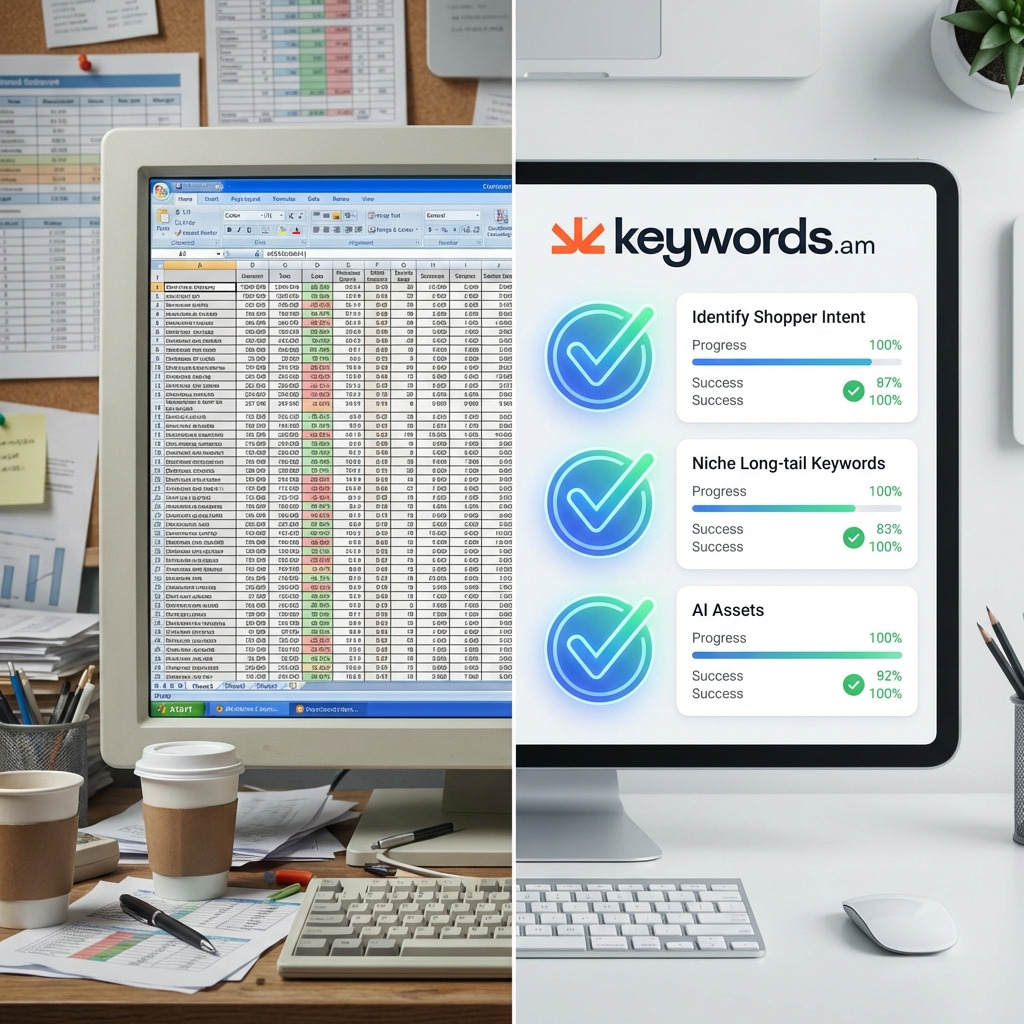 Keywords.am AI listing optimization before and after comparison