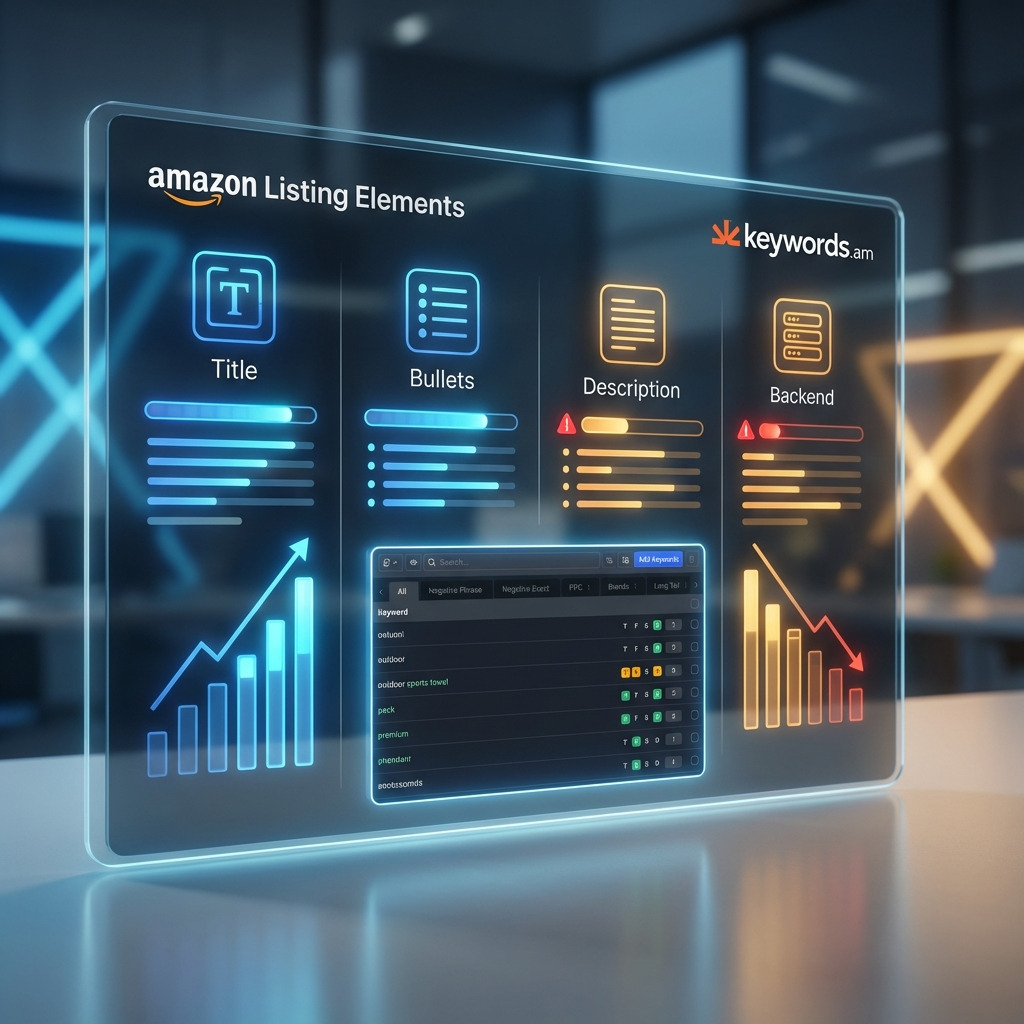 Keywords.am Amazon listing optimization elements with AI vs human quality comparison