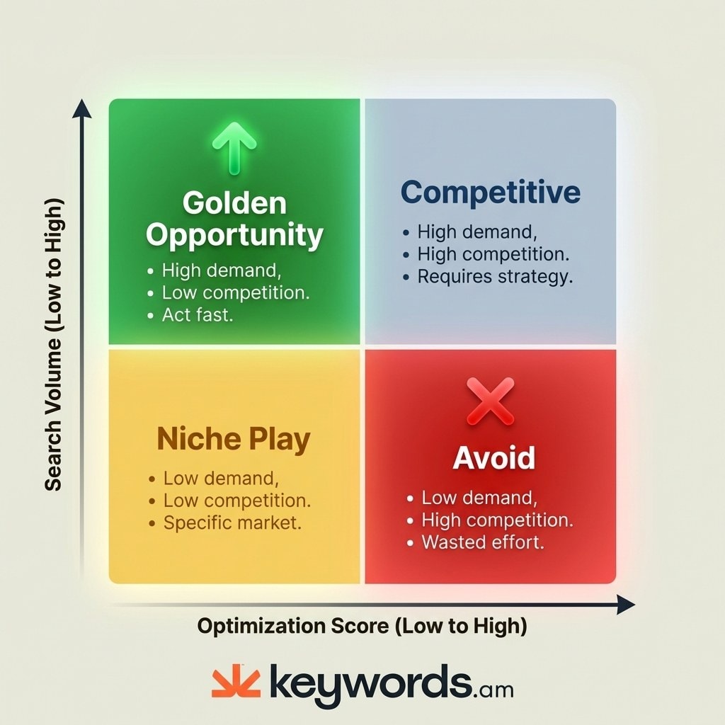 Keywords.am wholesale product selection matrix showing keyword research evaluation framework for amazon wholesale sellers