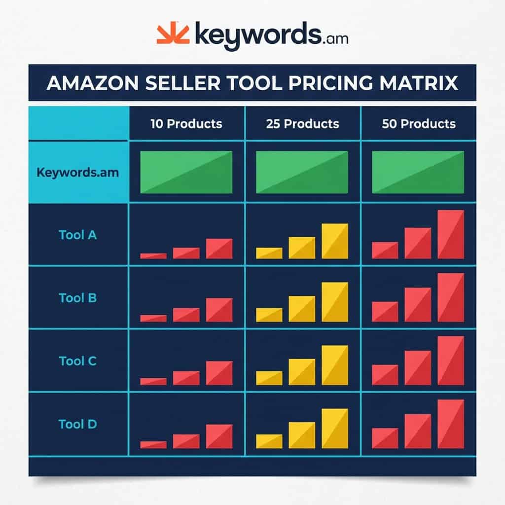 Helium 10 alternatives for agencies pricing comparison chart showing flat-rate vs per-asin tool costs Helium 10 alternatives for agencies pricing comparison chart showing flat-rate vs per-asin tool costs