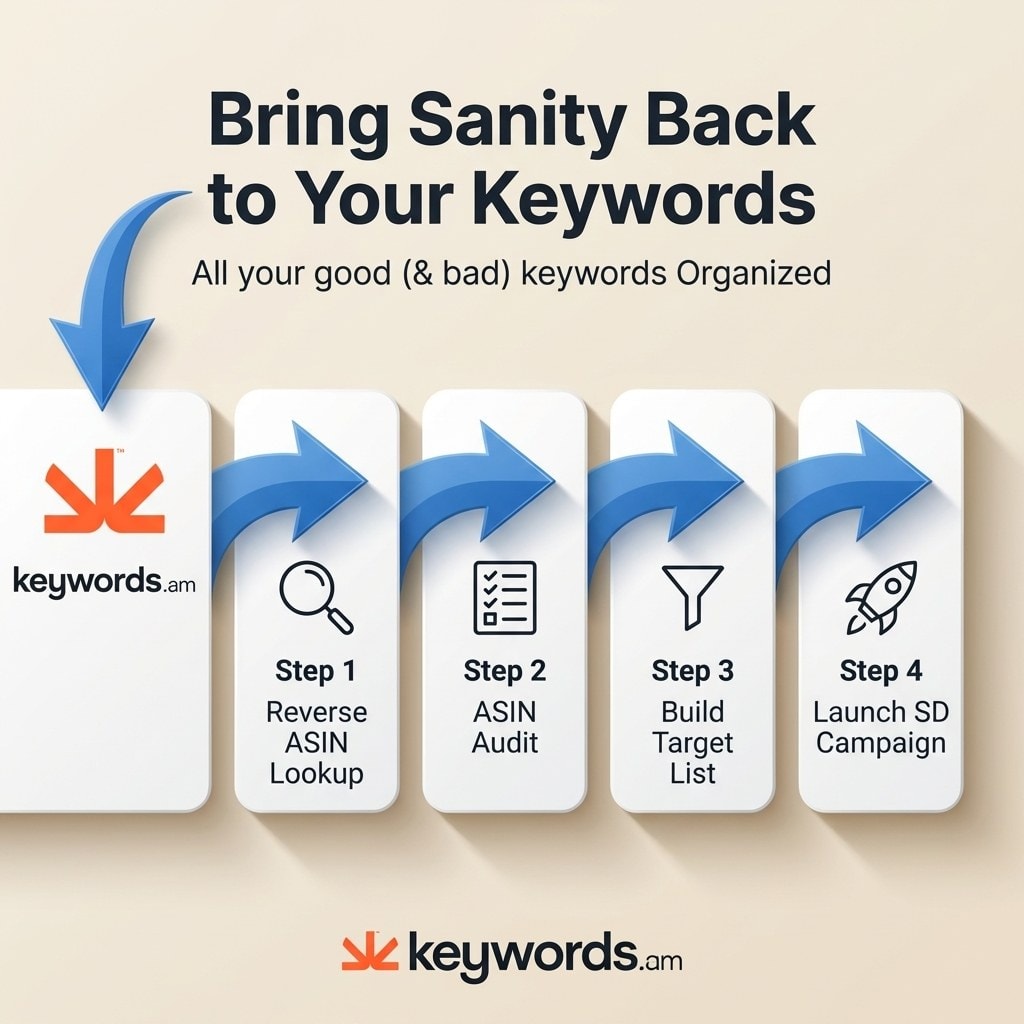 Keywords.am sponsored display ASIN targeting pipeline from keyword research to campaign launch