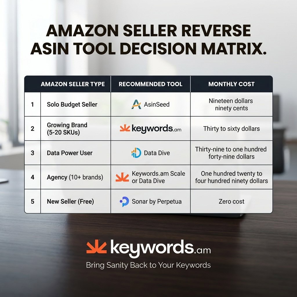 Keywords.am amazon competitor keyword research tool decision framework for seller types