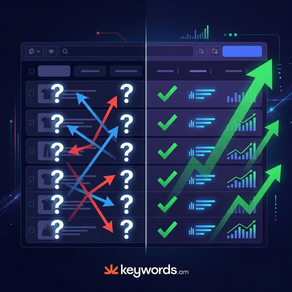 Keywords.am hypothesis-driven Amazon A/B testing before and after comparison