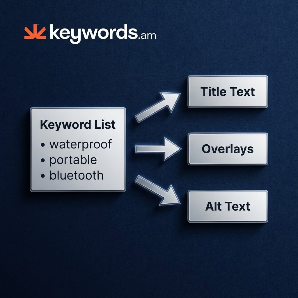 Keywords.am amazon infographic images keyword strategy flow from research to image content