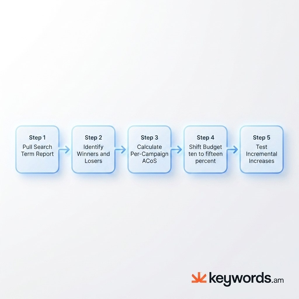 Keywords.am amazon ppc budget rebalancing checklist 5-step process