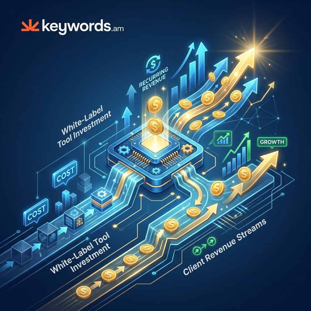 Keywords. Am agency white label roi calculation showing investment to revenue flow