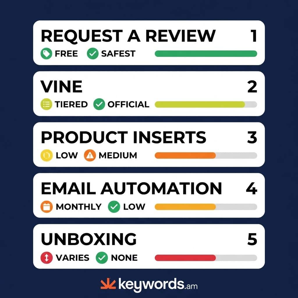 Keywords.am Amazon review solicitation methods comparison cost and compliance