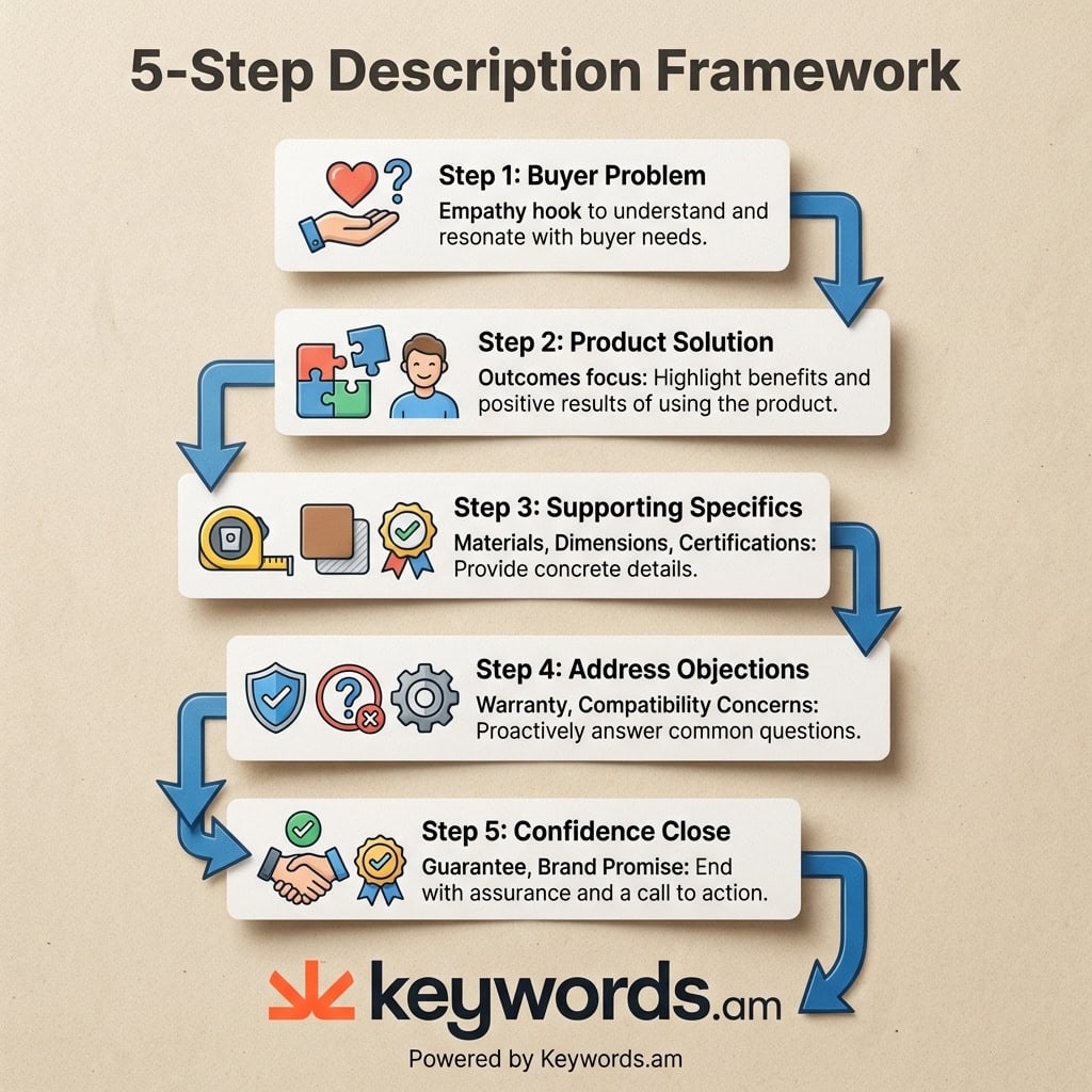 Keywords.am amazon product description template 5-step framework