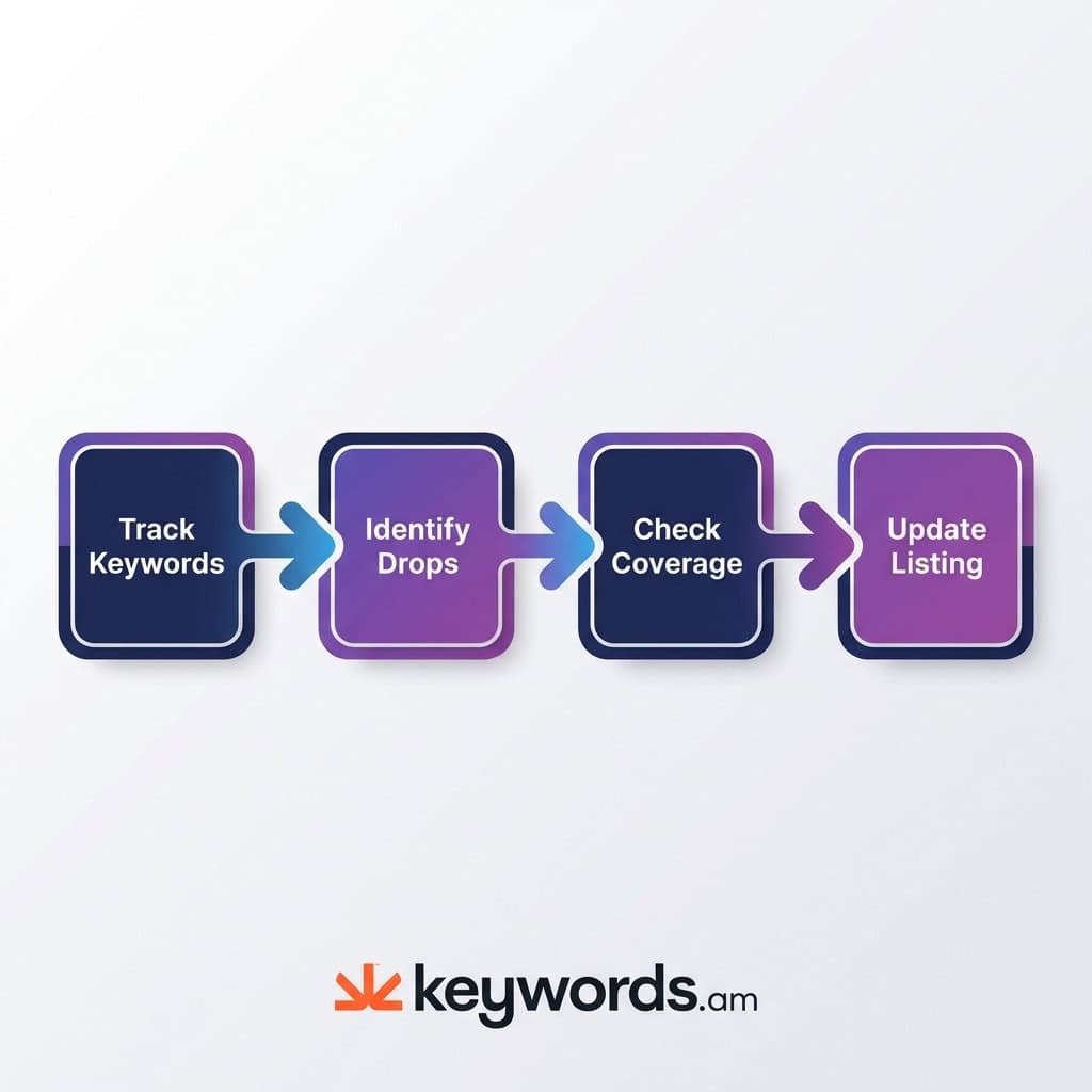 Amazon keyword rank tracking workflow connecting monitoring to listing optimization action