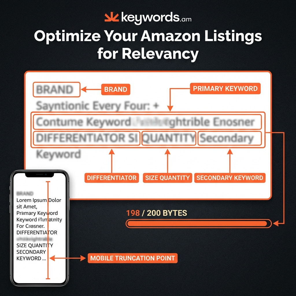 Keywords. Am amazon title optimization 200-byte formula annotated example